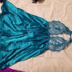 Sexy teal silk and lace lingerie